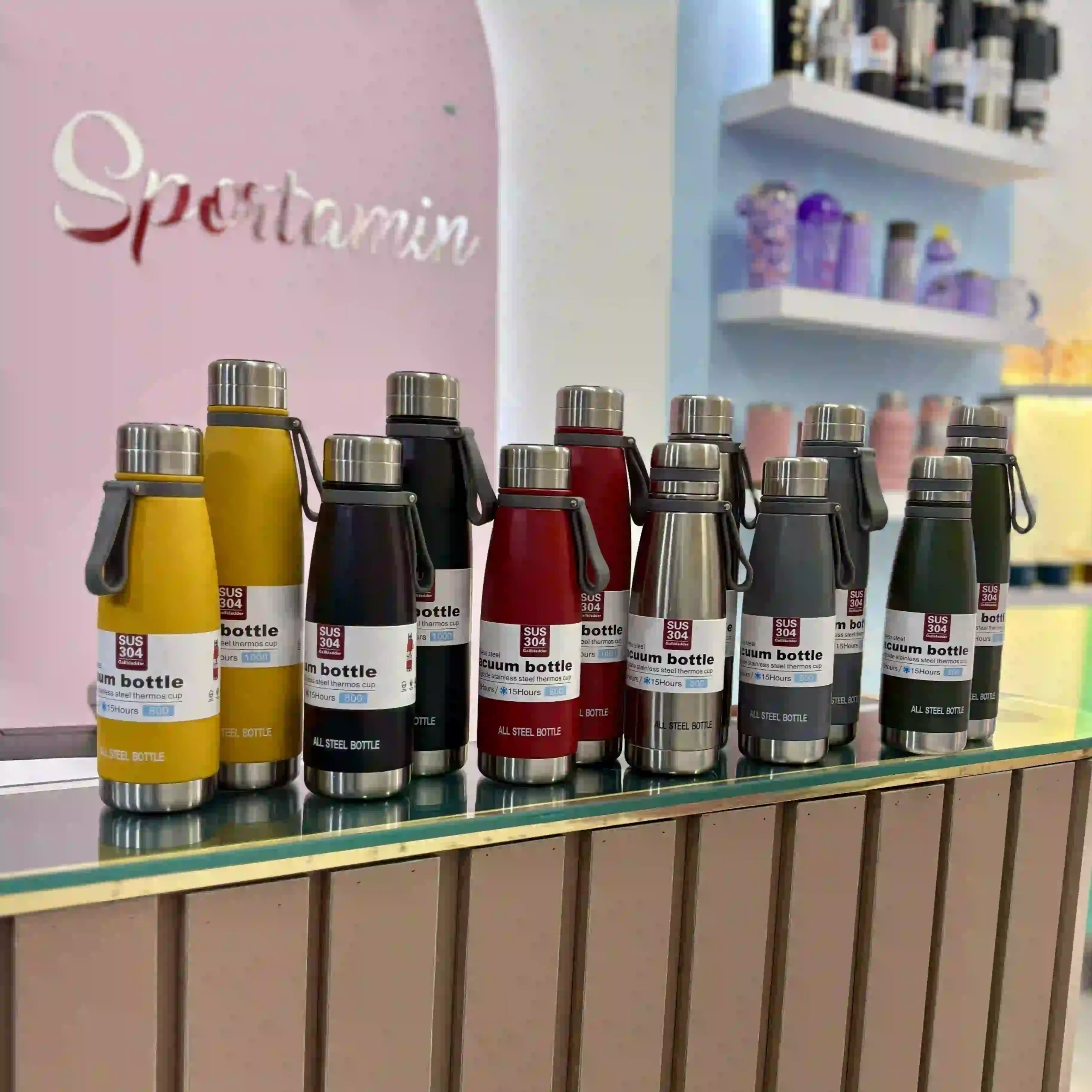 فلاسک استیل اسپورت amszm دماسنج دار